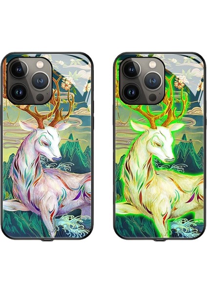 Apple IPHONE12 Geyiği Deseni Çağrı Yedi Renkli Flaş Düşme Önleyici Cep Telefonu Kılıfı (Yurt Dışından)