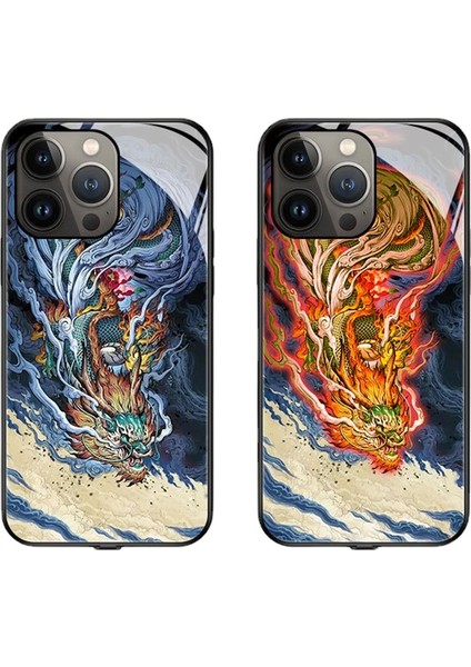 Apple IPHONE12 Sesle Etkinleştirilen Renkli Işık Yayan Düşme Önleyici Çin Ejderhası Telefon Kılıfı (Yurt Dışından)