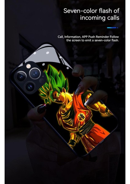 Apple IPHONE12 Gelen Çağrı Yedi Renkli Flaş Anti-Sonbahar Anime Dragon Ball Goku Cep Telefonu Kılıfı (Yurt Dışından)