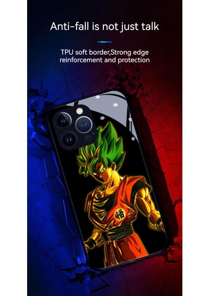 Apple IPHONE12 Gelen Çağrı Yedi Renkli Flaş Anti-Sonbahar Anime Dragon Ball Goku Cep Telefonu Kılıfı (Yurt Dışından)