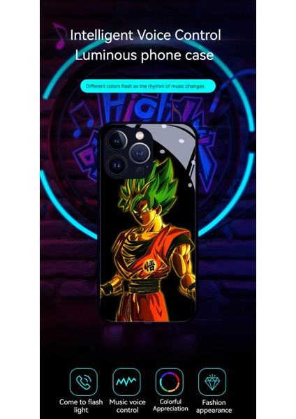 Apple IPHONE12 Gelen Çağrı Yedi Renkli Flaş Anti-Sonbahar Anime Dragon Ball Goku Cep Telefonu Kılıfı (Yurt Dışından)