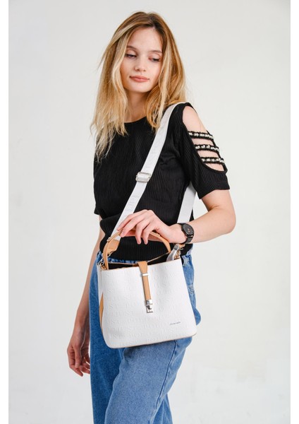 Baskı Desenli Özel Seri Çanta Cüzdan Kombini 4002-GD