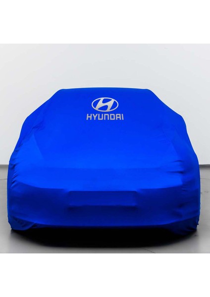 Hyundai I10 1 Hatchback (2008-2013) Mavi Otomobil Kumaş Logolu Penye Oto Örtüsü