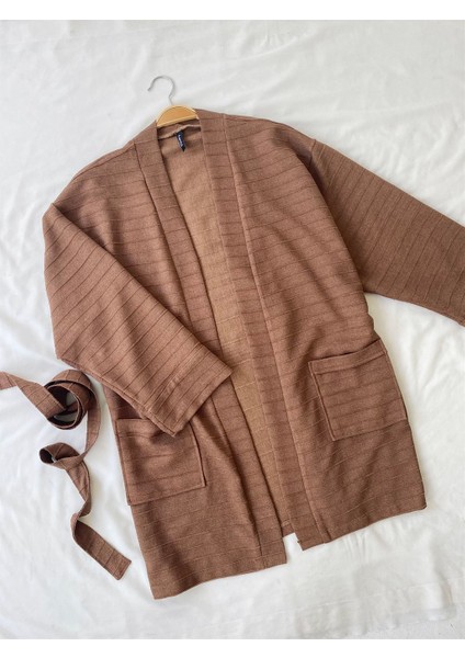 Cepli Kışlık Hırka Kimono Unisex Kahverengi