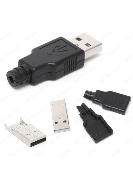 Plastik Muhafazalı Lehim Tipi 4 Pin USB A Erkek Fiş fiyatları