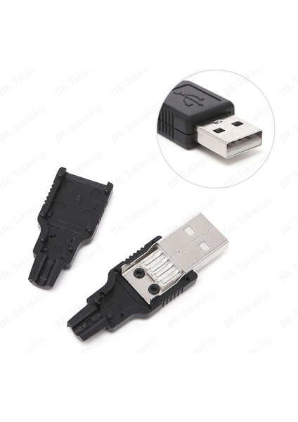 Plastik Muhafazalı Lehim Tipi 4 Pin USB A Erkek Fiş fırsatları