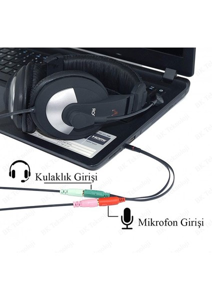 3.5mm Stereo Kulaklık Mikrofon Ses Ayırıcı Kablo Adaptörü