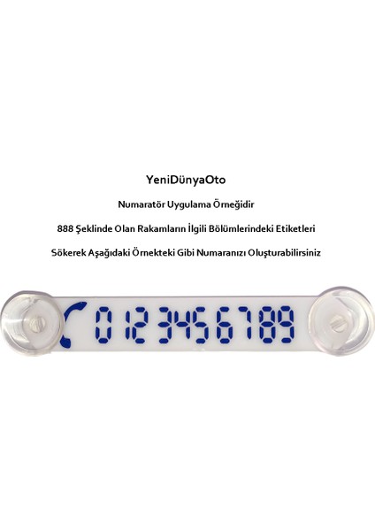 Araç Park Telefon Numaratörü -5 Adet- Tel No Gösterici Numaratik Beyaz-Mavi YDNMR516 fiyatları