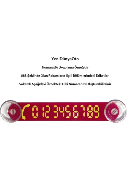 Araç Park Telefon Numaratörü Tel No Gösterici Numaratik Sarı-Kırmızı YDNMR018 fiyatları