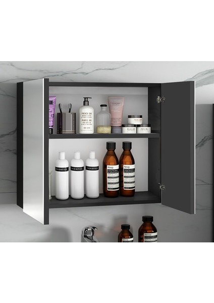 Viola 80 cm Antrasit -Mdf Hazır Kurulu Aynalı Banyo Dolabı Lavabolu Banyo Dolabı Takımı fırsatları