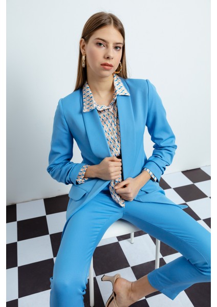 Kadın Mavi Blazer Ceket