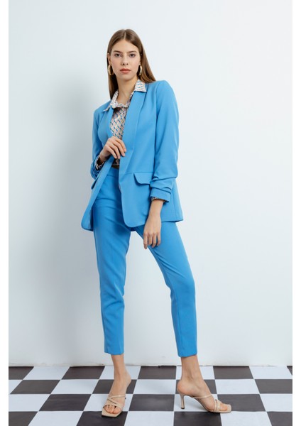 Kadın Mavi Blazer Ceket