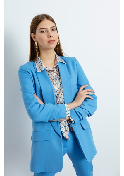 Kadın Mavi Blazer Ceket