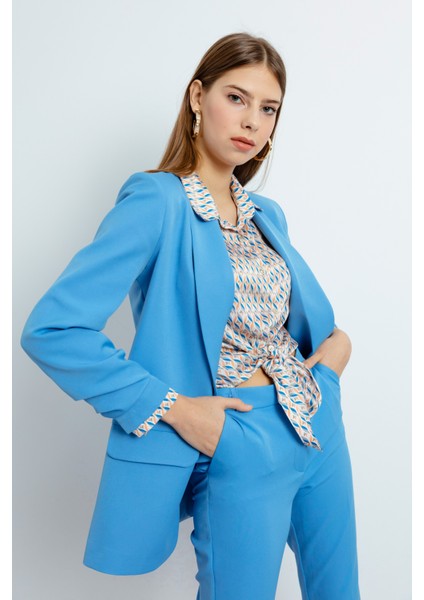 Kadın Mavi Blazer Ceket