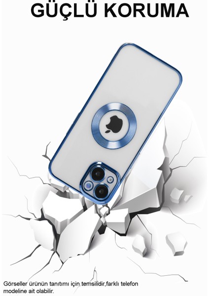 Apple iPhone 7 Kapak Yanları Renkli Lens Korumalı Logo Gösteren Şeffaf Luxury Silikon Kılıf - Gold fırsatları