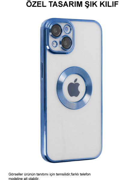 Caseart Apple iPhone 11 Kapak Yanları Renkli Lens Korumalı Logo Gösteren Şeffaf Luxury Silikon Kılıf - Rose Gold