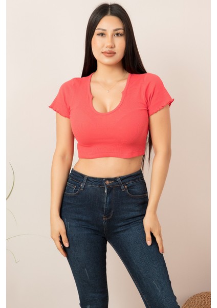 V Yaka Kaşkorse Kısakol T-Shirt PLM015