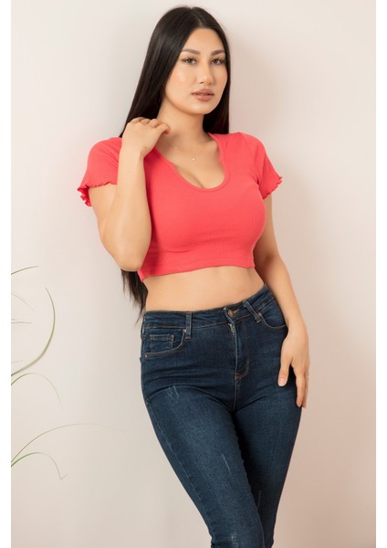 V Yaka Kaşkorse Kısakol T-Shirt PLM015 fırsatları