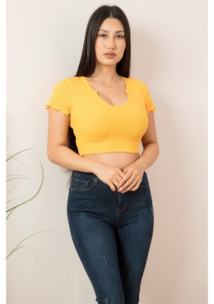 V Yaka Kaşkorse Kısakol T-Shirt PLM015