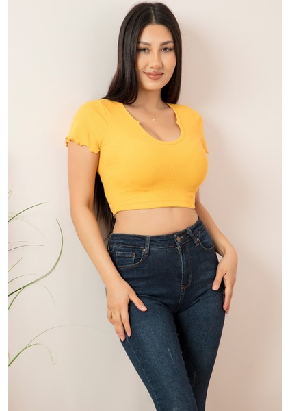 V Yaka Kaşkorse Kısakol T-Shirt PLM015