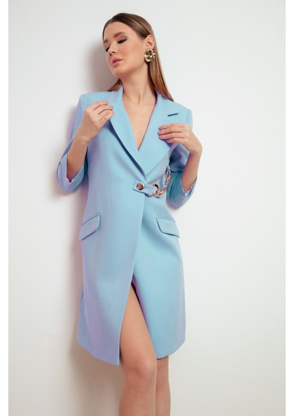Kadın Bebe Mavi Zincir Detaylı Ceket Elbise fırsatları