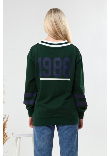 Fancy Kadın V Yaka 1998 Baskılı Sweatshirt