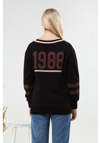 Fancy Kadın V Yaka 1998 Baskılı Sweatshirt