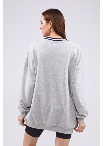 Fancy Kadın Bisiklet Yaka içi Pamuklu Yumuşacık Oversize Uzun Sweatshirt