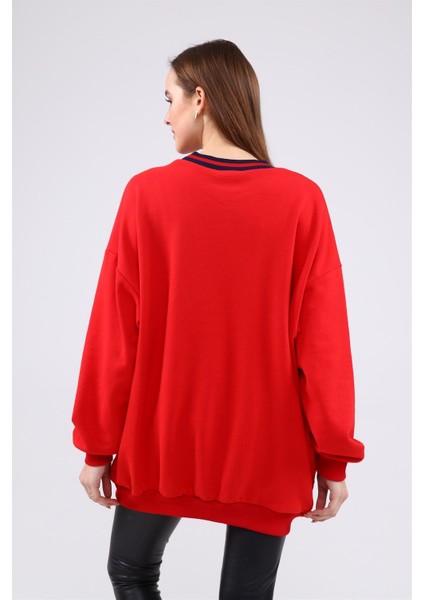 Fancy Kadın Bisiklet Yaka içi Pamuklu Yumuşacık Oversize Uzun Sweatshirt fiyatları