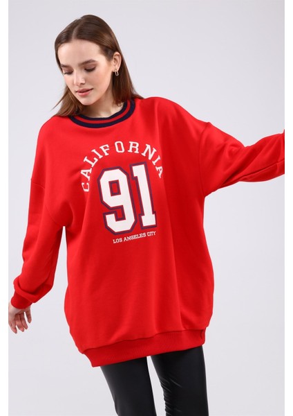 Fancy Kadın Bisiklet Yaka içi Pamuklu Yumuşacık Oversize Uzun Sweatshirt modelleri