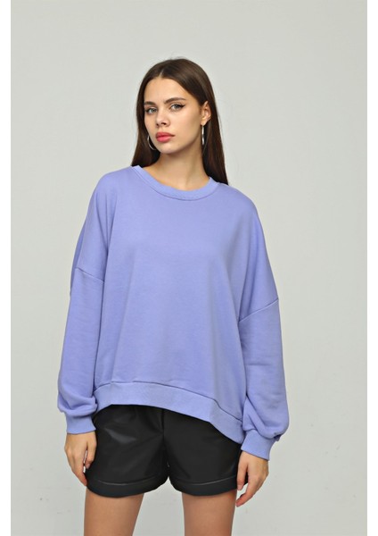 Fancy Kadın Bisiklet Yaka Yumuşacık İçi Pamuklu Oversize Basic Kalın Sweatshirt