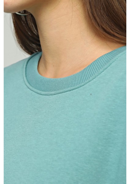 Fancy Kadın Bisiklet Yaka Yumuşacık İçi Pamuklu Oversize Basic Kalın Sweatshirt indirimleri