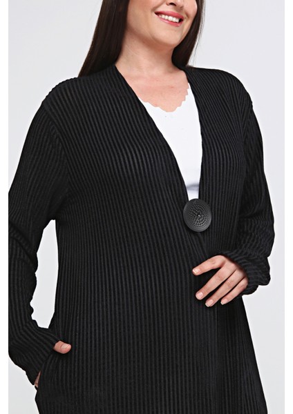 Büyük Beden Fitilli Mevsimlik Gizli Cepli Uzun Anne Hırka modelleri