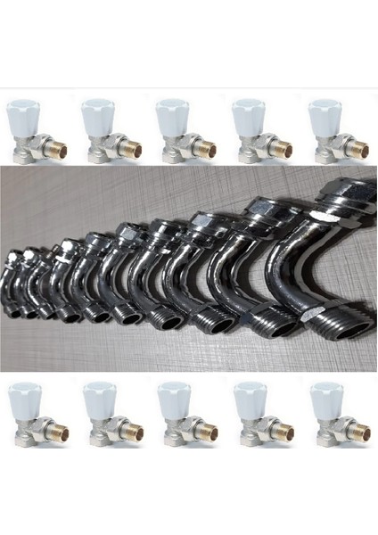 Ötüken Köşe Radyatör Vanası + C Bağlantı Dirseği