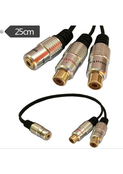 3.5 mm Stereo Dişi - 2x Rca Dişi Kaliteli Kablo - 30 cm