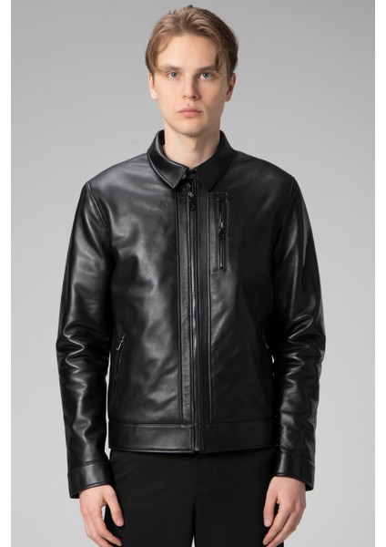 E7502 Deri Erkek Mont Slim Fit Tasarım ile Şık ve Sportif Görünüm