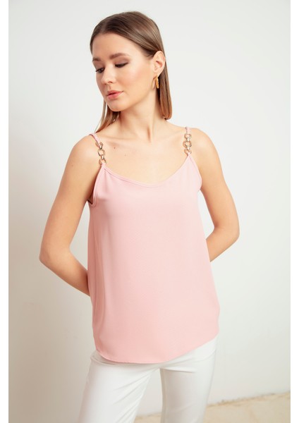 Erkek Pudra Zincirli Askılı Bluz modelleri