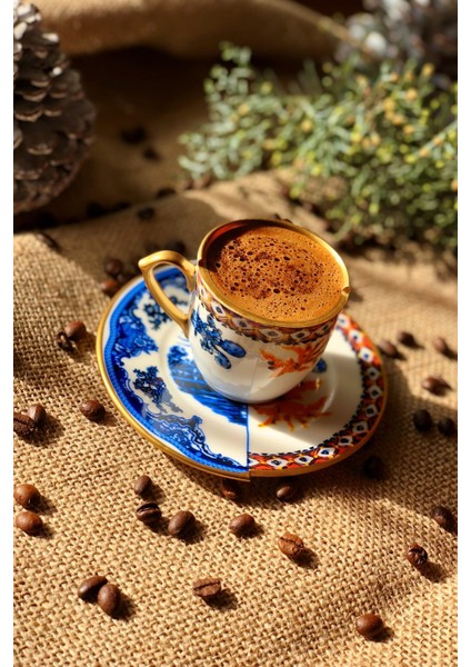 Iki Desenli Hediye Paketli 2'li Kahve Gold Fincan Takımı modelleri