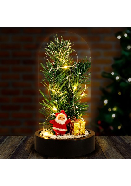 Kişiye Özel Hediye Noel Baba ve Çam Ağacı Temalı LED Işıklı Fanus fiyatları