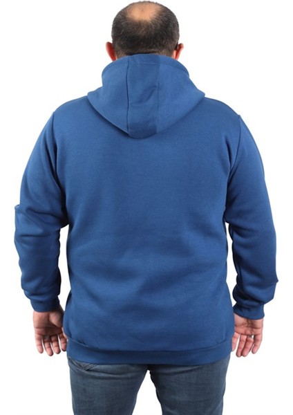 Büyük Beden Unisex Kapüşonlu 3ip Sweat 11701 Indıgo modelleri