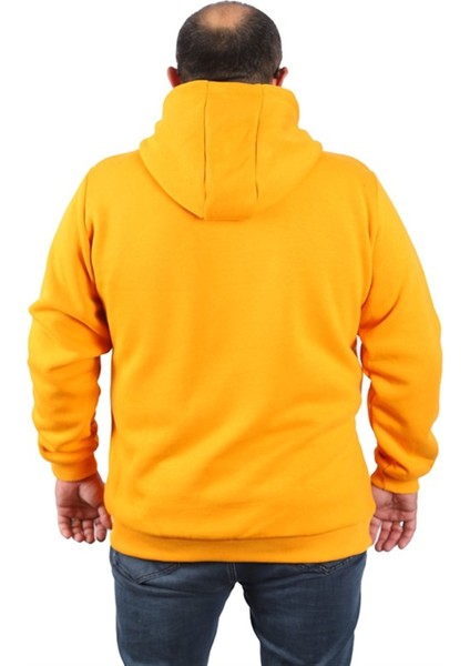 Büyük Beden Unisex Kapüşonlu 3ip Sweat 11701 Hardal modelleri