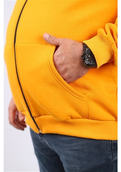 Büyük Beden Unisex Kapüşonlu 3ip Sweat 11701 Hardal fırsatları