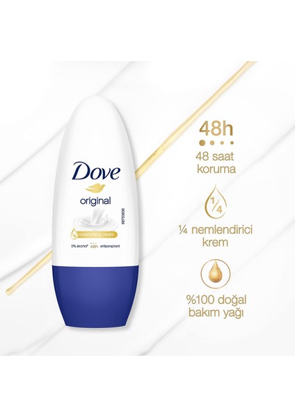 Kadın Roll On Deodorant Original 1/4 Nemlendirici Krem Etkili, 50 ml modelleri
