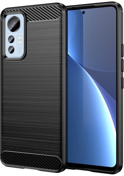 Xiaomi 12 Lite Brushed Carbon Fiber Silikon Kılıf - Siyah