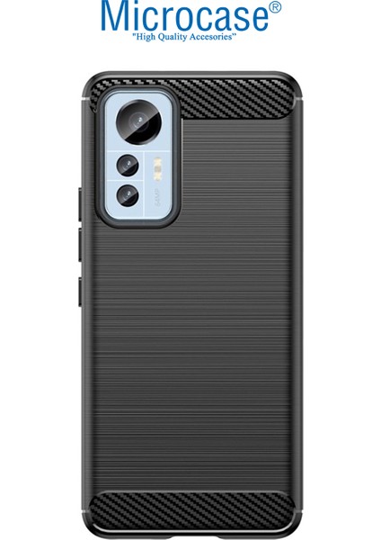 Xiaomi 12 Lite Brushed Carbon Fiber Silikon Kılıf - Siyah