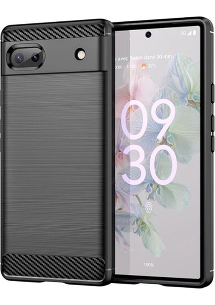 Google Pixel 6A Brushed Carbon Fiber Silikon Kılıf - Siyah