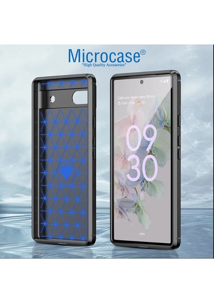 Google Pixel 6A Brushed Carbon Fiber Silikon Kılıf - Siyah