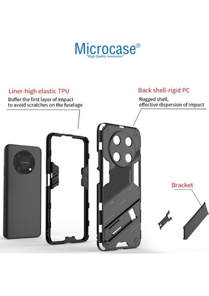 Huawei Nova Y90 Matrix Serisi Armor Standlı Perfect Koruma Kılıf - Siyah modelleri