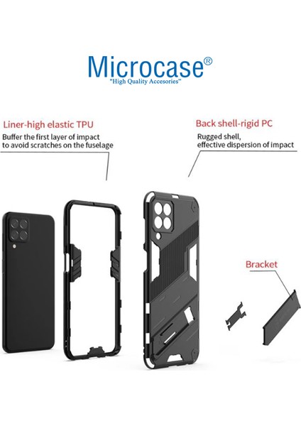 Samsung Galaxy M33 5g Matrix Serisi Armor Standlı Perfect Koruma Kılıf - Siyah