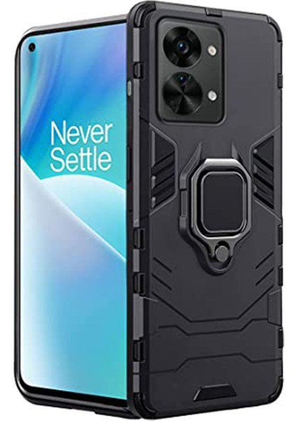 Oneplus Nord 2t Batman Serisi Yüzük Standlı Armor Kılıf - Siyah